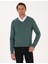 Erkek Yeşil Slim Fit V Yaka Basic Triko Kazak 50314190-VR054 3