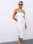 Lili Regular Fit Straplez Uzun Boy Beyaz Renk Elbise 2