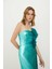 Straplez Çiçek Detaylı Payetli Elbise Mint Y2311335_097 7