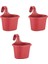 Askılı Balkon Saksı – 3 Litre, 3 Adet | Kırmızı Renk | 22,2 cm | Askılı Tasarım 1