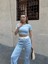 Crop Pantolon Biyeli Takım Mavi 5