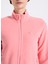 D5WL-SWT3303 Pembe Dik Yaka Basic Düz Kadın Polar Sweatshırt 4