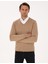 Erkek Camel Slim Fit V Yaka Basic Triko Kazak 50314190-VR015 3