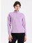 D5WL-SWT3302 Lila Fermuarlı Yaka Basic Düz Kadın Polar Sweatshırt 3