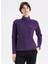 D5WL-SWT3302 Mor Fermuarlı Yaka Basic Düz Kadın Polar Sweatshırt 2