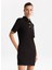 Gömlek Yaka Düz Siyah Mini Kadın Elbise F5WL-ELB0203 1