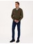 Erkek Koyu Haki Slim Fit V Yaka Basic Triko Kazak 50314190-VR111 4