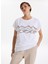 Bisiklet Yaka Taşlı Beyaz Kadın T-Shirt F5WL-TST0249 1