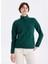 D5WL-SWT3303 Koyu Yeşil Dik Yaka Basic Düz Kadın Polar Sweatshırt 1