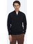 Siyah Bato Yaka Jakarlı Yün Karışımlı Triko Kazak 1