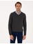 Erkek Antrasit Melanj Slim Fit V Yaka Basic Triko Kazak 50314190-VR081 1