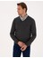 Erkek Antrasit Melanj Slim Fit V Yaka Basic Triko Kazak 50314190-VR081 3