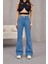 Kadın Yüksek Bel Likralı Ispanyol Paça Jeans 7