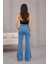Kadın Yüksek Bel Likralı Ispanyol Paça Jeans 9