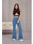 Kadın Yüksek Bel Likralı Ispanyol Paça Jeans 11