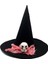 Siyah Renk Pembe Duvaklı Kuru Kafa Temalı Cadı Şapkası 35X38 cm 2