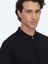 Siyah Polo Yaka Jakarlı Yün Karışımlı Triko Kazak 3