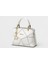 Kadın Beyaz Geometrik Desenli El Çantası Altın Aksesuarlı 2