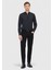Siyah Düz Dokuma Slim Fit Casual Pamuk Karışımlı Pantolon 1
