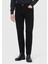 Siyah Düz Dokuma Slim Fit Casual Pamuk Karışımlı Pantolon 2