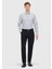 Gri Çizgili Casual Fit Dokuma Casual %100 Pamuk Gömlek 2