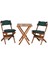 Ahşap 3'lü Bistro Set, Katlanır Minderli Masa Sandalye Takımı, Balkon Bahçe Mobilyası, Ceviz-Yeşil 2