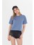 Kadın Mavi Yuvarlak Yaka Regular Fit Normal Kesim T-shirt Tişört 2
