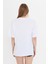 Kadın Beyaz Yuvarlak Yaka Oversize Yandan Yırtmaçlı T-Shirt Tişört 7