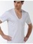 Erkek 0936 Derin V Yaka Beyaz T-Shirt 3'lü 1