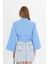 Kadın Bebe Mavi Geniş Manşetli Kol Detaylı Önü Bağlamalı Poplin Gömlek 6