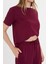 Bordo Kadın Modal Kumaş Kısa Kolu Eşofman Takımı 3