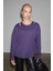 ZARREUS Kadın Omuz Dekolteli Esnek Kumaşlı Rahat Kalıp Mor Bluz 1