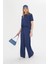 Lacivert Kadın Modal Kumaş Kısa Kolu Eşofman Takımı 3