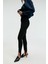 RYSANNE Kadın Esnek Kumaşlı Slim Fit Paçası Lastik Detaylı Siyah Pantolon 3