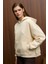 ELYRA Kadın Oversize Dikiş Detaylı Kapüşonlu Vizon Sweatshirt 2