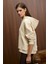 ELYRA Kadın Oversize Dikiş Detaylı Kapüşonlu Vizon Sweatshirt 4