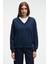 ARINEL Kadın V Yaka Regular Fit Lacivert Sweatshirt 1