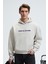 TRUETT Erkek Kapüşonlu Kanguru Cepli Önü Ve Sırtı Baskılı Oversize Gri Sweatshirt 2