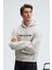 TRUETT Erkek Kapüşonlu Kanguru Cepli Önü Ve Sırtı Baskılı Oversize Gri Sweatshirt 6