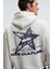 TRUETT Erkek Kapüşonlu Kanguru Cepli Önü Ve Sırtı Baskılı Oversize Gri Sweatshirt 7