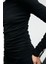 INSSAZA Kadın Vücuda Oturan Büzgülü Slim Fit Siyah Bluz 6