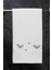 Kadife Nakışlı %100 Pamuklu El-Yüz Havlusu 50x90 cm Ekru 1 Adet Little Rose 1