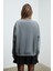 KARIUS Kadın Organik Pamuklu İçi Polarlı Oversize Yuvarlak Yakalı Gri Sweatshirt 7