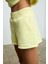 CARROL Kadın Nakış İşlemeli Beli Lastikli 3 İplik Organik Pamuk Relaxed Sarı Şort 5