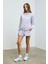 CARROL Kadın Nakış İşlemeli Beli Lastikli 3 İplik Organik Pamuk Relaxed Lila Şort 1