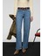 DUNA Kadın %100 Pamuk Straıght Fıt Denim Mavi Jeans 5