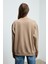KARIUS Kadın Organik Pamuklu İçi Polarlı Oversize Yuvarlak Yakalı Açık Kahverengi Sweatshirt 7
