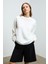 KARIUS Kadın Organik Pamuklu İçi Polarlı Oversize Yuvarlak Yakalı Beyaz Sweatshirt 1