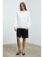 KARIUS Kadın Organik Pamuklu İçi Polarlı Oversize Yuvarlak Yakalı Beyaz Sweatshirt 5
