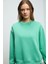 SUSANA Kadın Bisiklet Yaka İçi Polarlı Oversize Fit Basic Mint Yeşil Sweatshirt 2